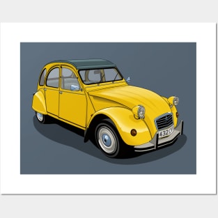 Citroen 2CV in yellow Posters and Art